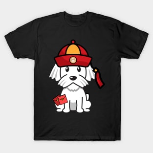 Funny white dog celebrates lunar new year T-Shirt